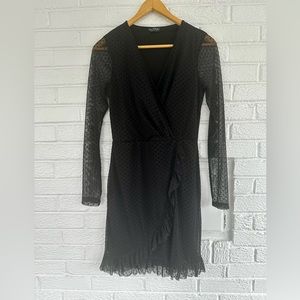 ASOS black, polka dot, long sleeve dress, size 6